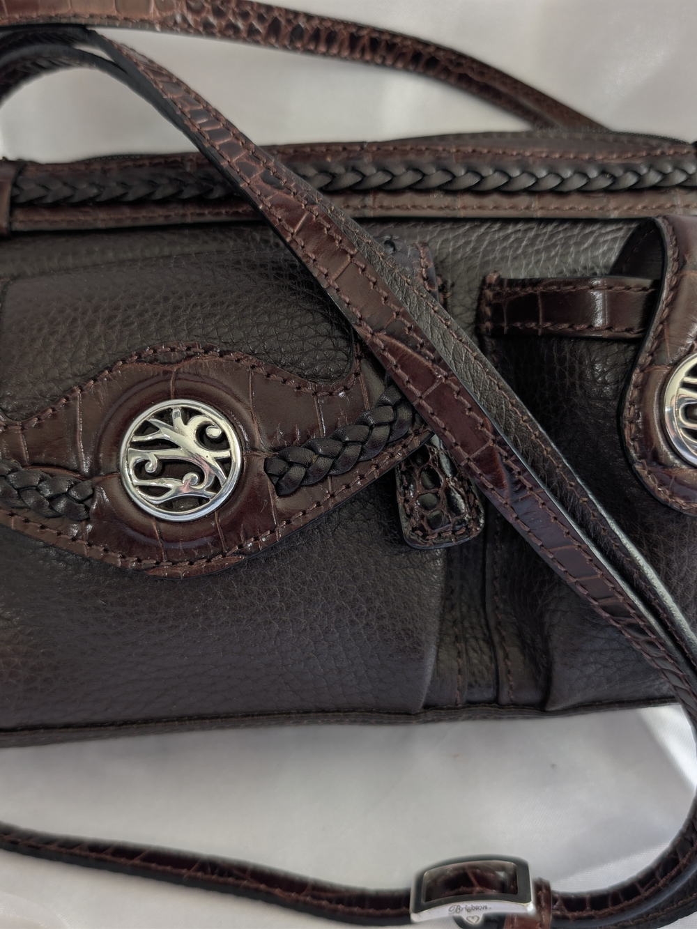 Brighton Leather Dark Brown Crossbody Women's Leather Bag With Charm Small